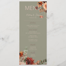 Boho Rust & Neutral Fall Blumenzange Grüne Printwe Menükarte
