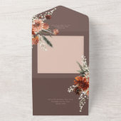 Boho Rust & Neutral Fall Floral Brown QR Code All In One Einladung (Außenbereich)
