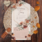 Boho Rust & Neutral Fall Floral Cream Dinner All In One Einladung