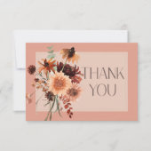 Boho Rust & Neutral Fall Floral Peach Hochzeit Dankeskarte (Vorderseite)