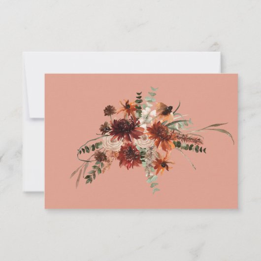Boho Rust & Neutral Fall Floral Peach Hochzeit RSVP Karte (Rückseite)