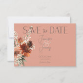 Boho Rust & Neutral Fall Floral Peach Hochzeit Save The Date (Vorderseite)