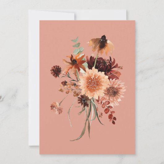 Boho Rust & Neutral Peach Rust Fall Blumenhochzeit Einladung (Rückseite)