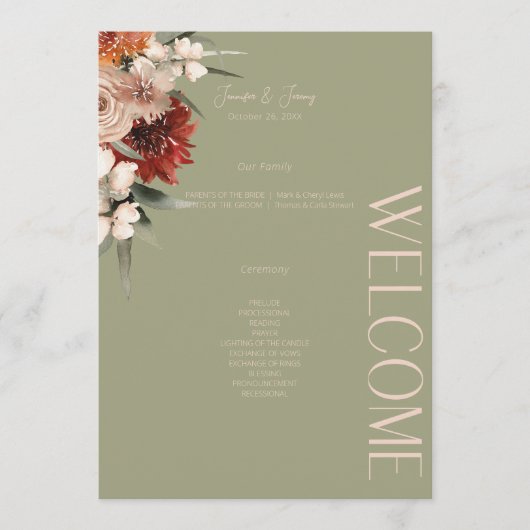 Boho Rust & Neutral Sage Fall Floral Programm (Vorderseite)