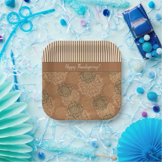 Boho Rust Orange Mandalas und Streifen Pappteller (Party)