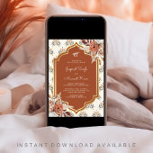 Boho Rust Orange Punjabi Anand Karaj Sikh Wedding Einladung