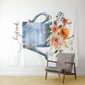 Boho Rust Orange Wasserfarben Blume Wassersport Do Wandteppich (Beispiel (Horizontal))