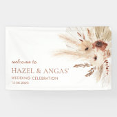 Boho Rust Pampa Wedding Backdrop Banner HAZEL (Horizontal)