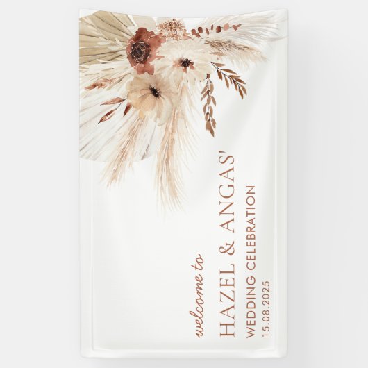 Boho Rust Pampa Wedding Backdrop Banner HAZEL (Vertikal)