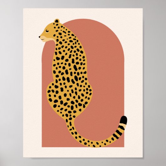 Boho Rust Pink Vintag Arch Oversifizierter Leopard Poster (Vorne)