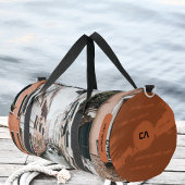 Boho Rust Reiseangebot mit Monogramm und Foto Duffle Bag