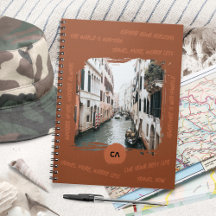 Boho Rust Reiseangebot mit Monogramm und Foto