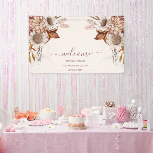 Boho Rust Terracotta Dried Fan Blume Hochzeit Banner (Party)