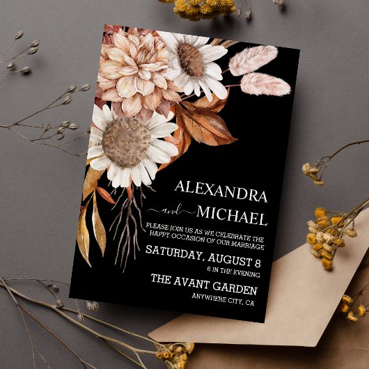 Boho Rust Terracotta Dried Fan Blume Hochzeit Einladung