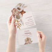 Boho Rust Terracotta Dried Fan Blume Wedding All In One Einladung (Abreißen)