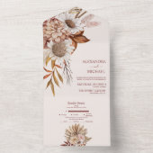 Boho Rust Terracotta Dried Fan Blume Wedding All In One Einladung (Innen Boden)