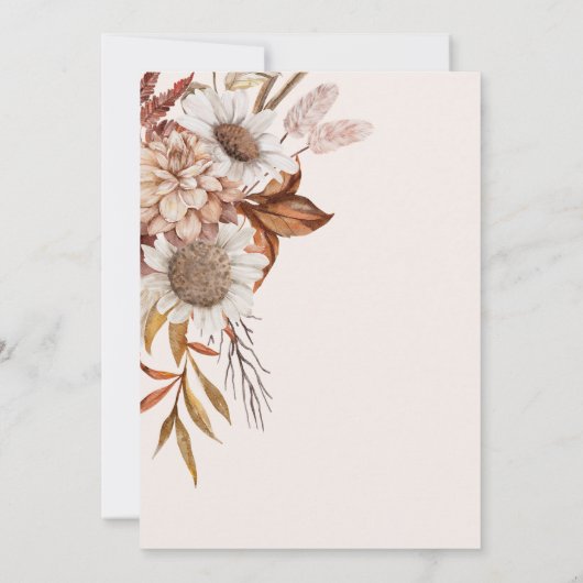 Boho Rust Terracotta Dried Fan Blume Wedding Sav Save The Date (Rückseite)