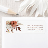 Boho Rust Terracotta Florals Name Rücksendeadresse (Insitu)