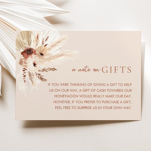 Boho Rust Terracotta Hochzeitsgeschenke Begleitkarte