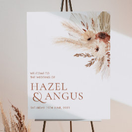 Boho Rust Terracotta Pampas Wedding Begrüßungszeic Poster
