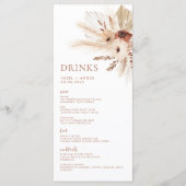 Boho Rust Terracotta Pampas Wedding Menu & Drinks Menükarte (Rückseite)