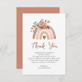 Boho Rust Terracotta Rainbow Baby Dusche Dankeskarte (Vorne/Hinten)