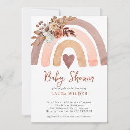 Boho Rust Terracotta Watercolor Rainbow Einladung