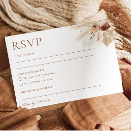 Boho Rust Terracotta Wedding RSVP Postcard Karte