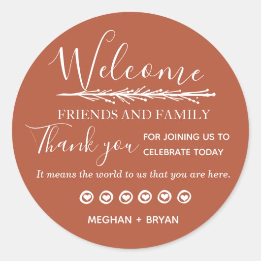 Boho Rust Terracotta Wedding Vielen Dank Runder Aufkleber (Vorderseite)