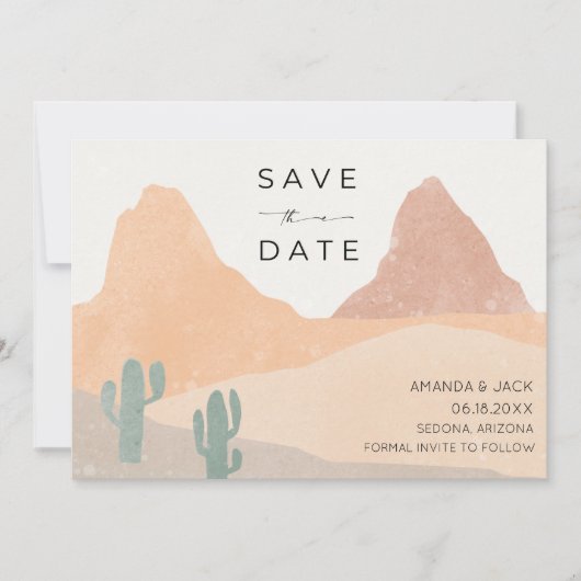 Boho Rust Terracotta Wüste Wedding Foto Save The Date (Vorderseite)