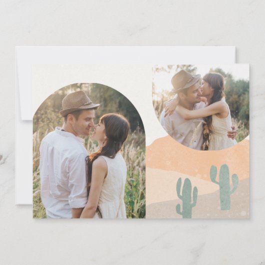 Boho Rust Terracotta Wüste Wedding Foto Save The Date (Rückseite)