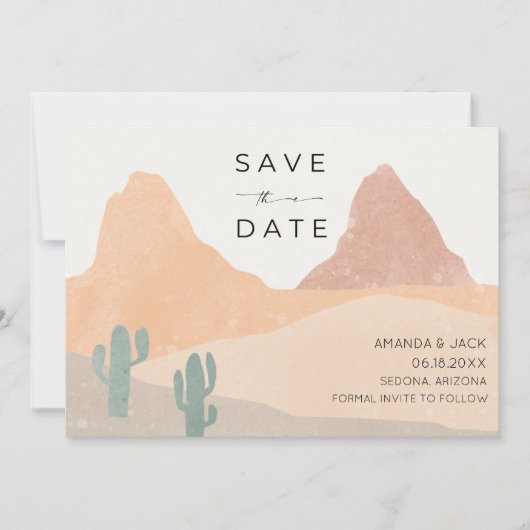 Boho Rust Terracotta Wüste Wedding Foto Save The Date (Vorderseite)
