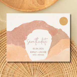 Boho Rust Terracotta Wüste Wedding retten das Datu Ankündigungspostkarte