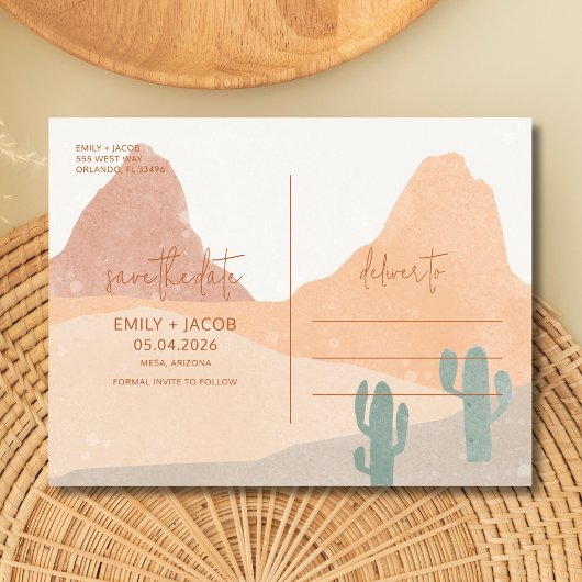 Boho Rust Terracotta Wüste Wedding retten das Datu Ankündigungspostkarte