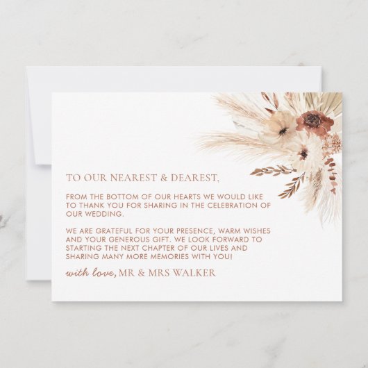 Boho Rust Wedding Vielen Dank Card Flat HAZEL Dankeskarte (Rückseite)