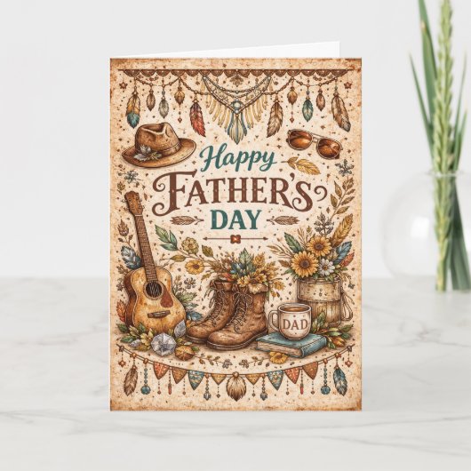 Boho Rustic Americana Fathers Day Feiertagskarte (Vorderseite)