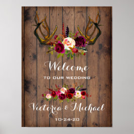 Boho Rustic Antler Blumenzettel Poster