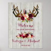 Boho Rustic Antler Blumenzettel Poster (Vorne)