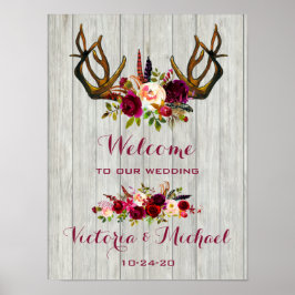 Boho Rustic Antler Blumenzettel Poster