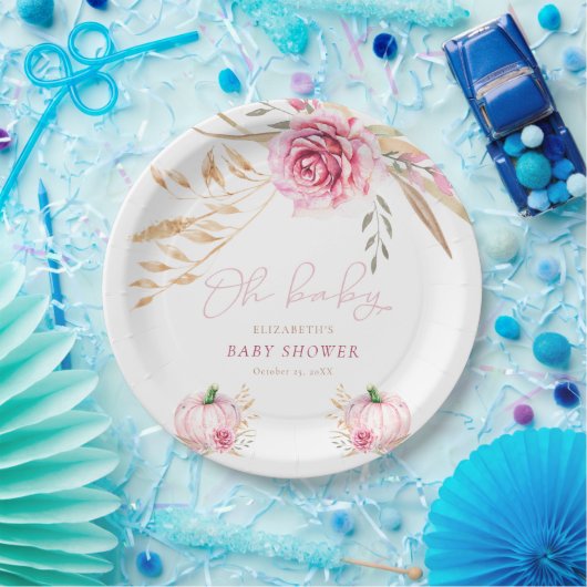 Boho Rustic Autumn Pumpkin Baby Shower Pappteller (Party)