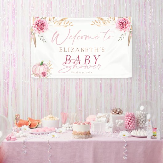 Boho Rustic Autumn Pumpkin Welcome Baby Showdusche Banner (Party)