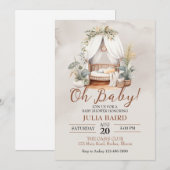 Boho Rustic Baby Crib Dusche Einladung (Vorne/Hinten)