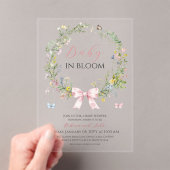 Boho Rustic Baby in Bloom Pink Bow Baby Dusche Acryleinladungen (Insitu (Handheld))