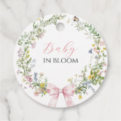 Boho Rustic Baby in Bloom Pink Bow Baby Dusche Geschenkanhänger (Rückseite)