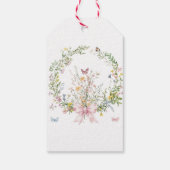 Boho Rustic Baby in Bloom Pink Bow Baby Dusche Geschenkanhänger (Rückseite)