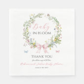Boho Rustic Baby in Bloom Pink Bow Baby Dusche Serviette (Vorderseite)