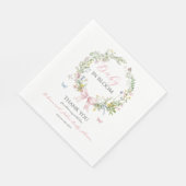 Boho Rustic Baby in Bloom Pink Bow Baby Dusche Serviette (Ecke)