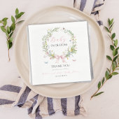 Boho Rustic Baby in Bloom Pink Bow Baby Dusche Serviette