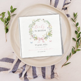 Boho Rustic Baby in Bloom Pink Bow Baby Dusche Serviette