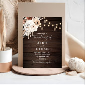 Boho Rustic Beige Blume Pampa Grass Einladungspostkarte